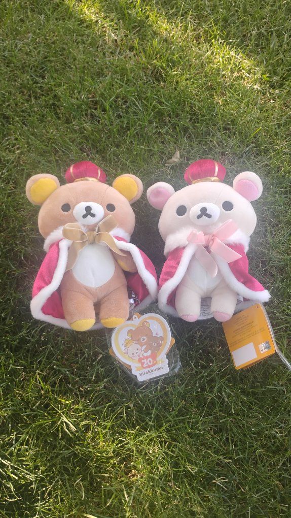 San-X Rilakkuma Korilakkuma 20th Anniversary Plush Set of two San-X King & Queen