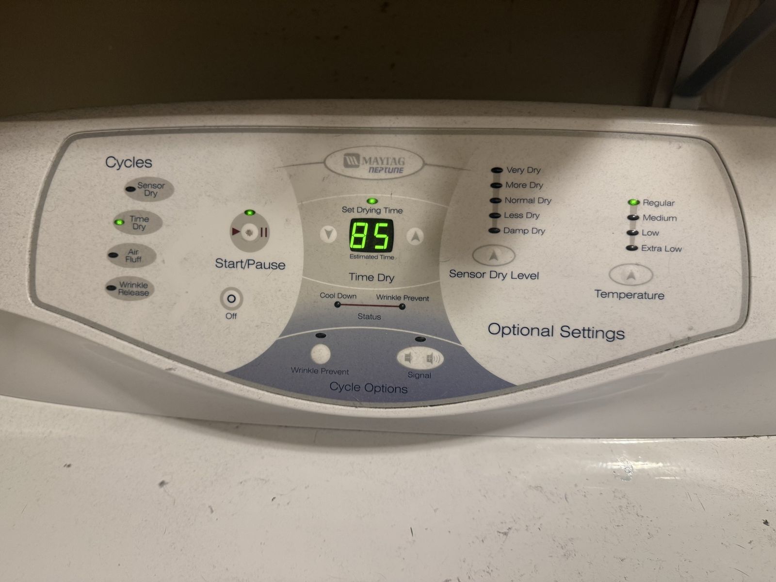 Maytag Neptune Electric Dryer - Front Load, White, Wrinkle Prevent, Sensor Dry, Time Dry