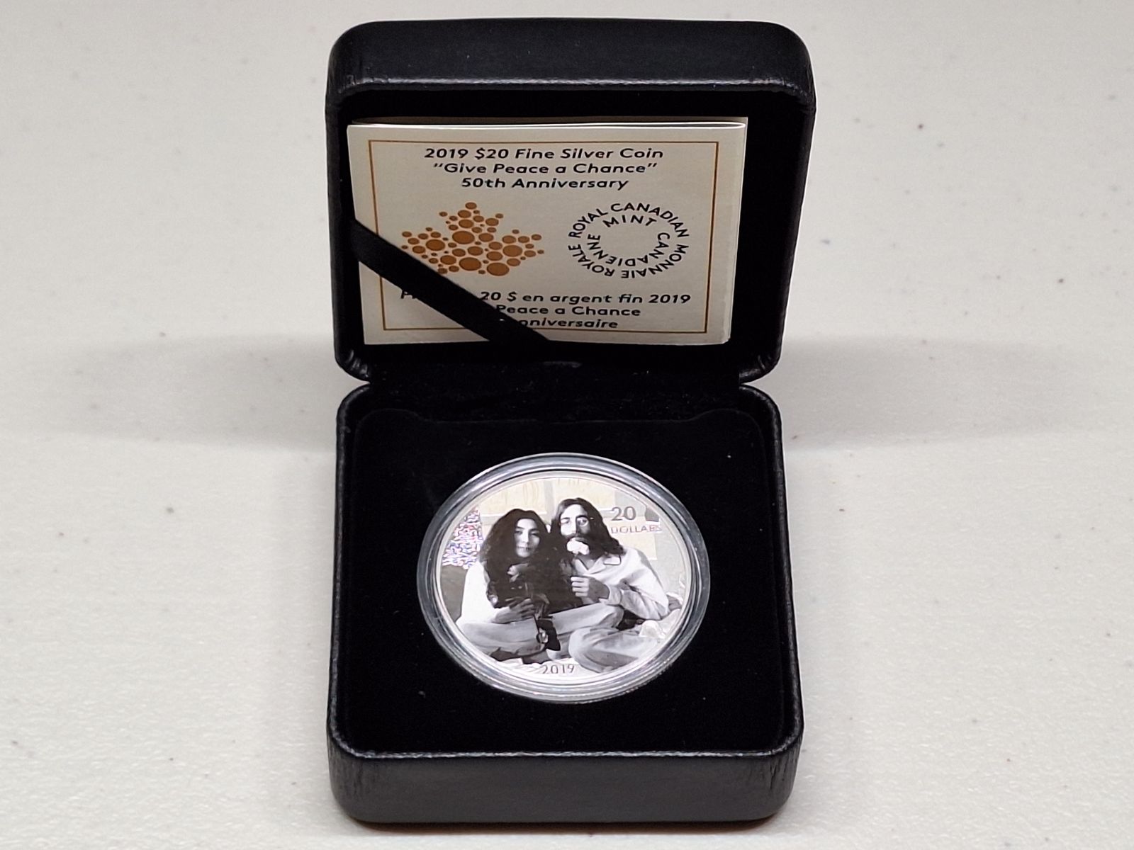 2019 $20 Fine Silver Coin - "Give Peace A Chance": 50th Anniversary