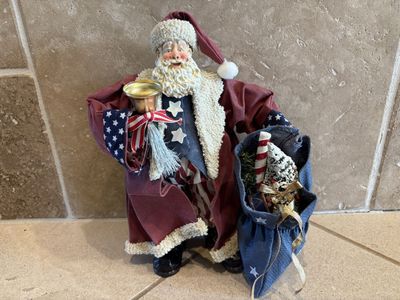 Vintage Patriotic Santa Claus Fabric Mache