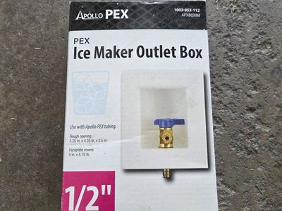 Apollo PEX 1/2" Ice Maker Outlet Box APXBOXIM for PEX Tubing - New