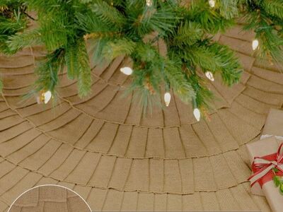 VHC FESTIVE NATURAL BURLAP FARMHOUSE 48" TREE SKIRT RUFFLED