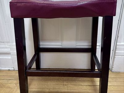 Red Vinyl Bar Stools Leather Textured