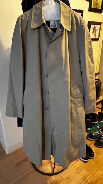 Men's Vintage Duster Raintamer 42T Trench Coat Beige long removable liner 42 TALL EUC
