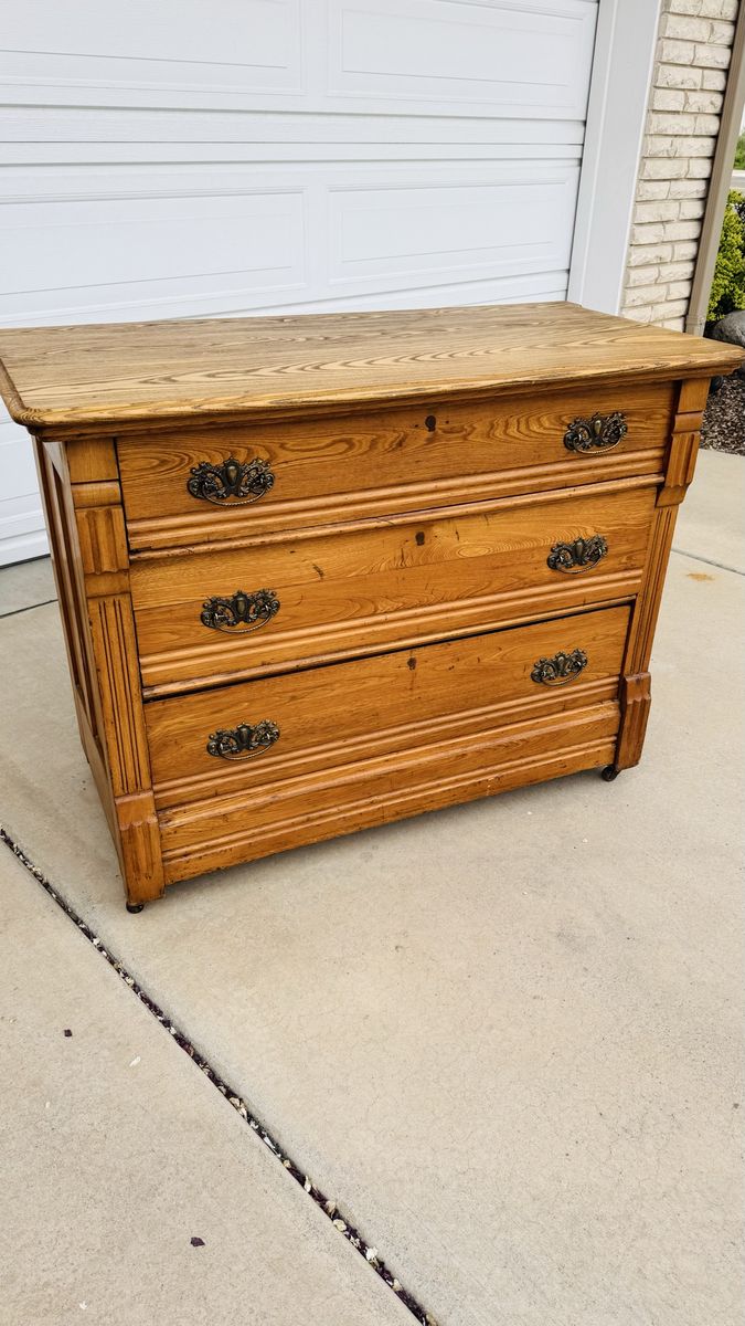 Restored Three Drawer Antique Dresser