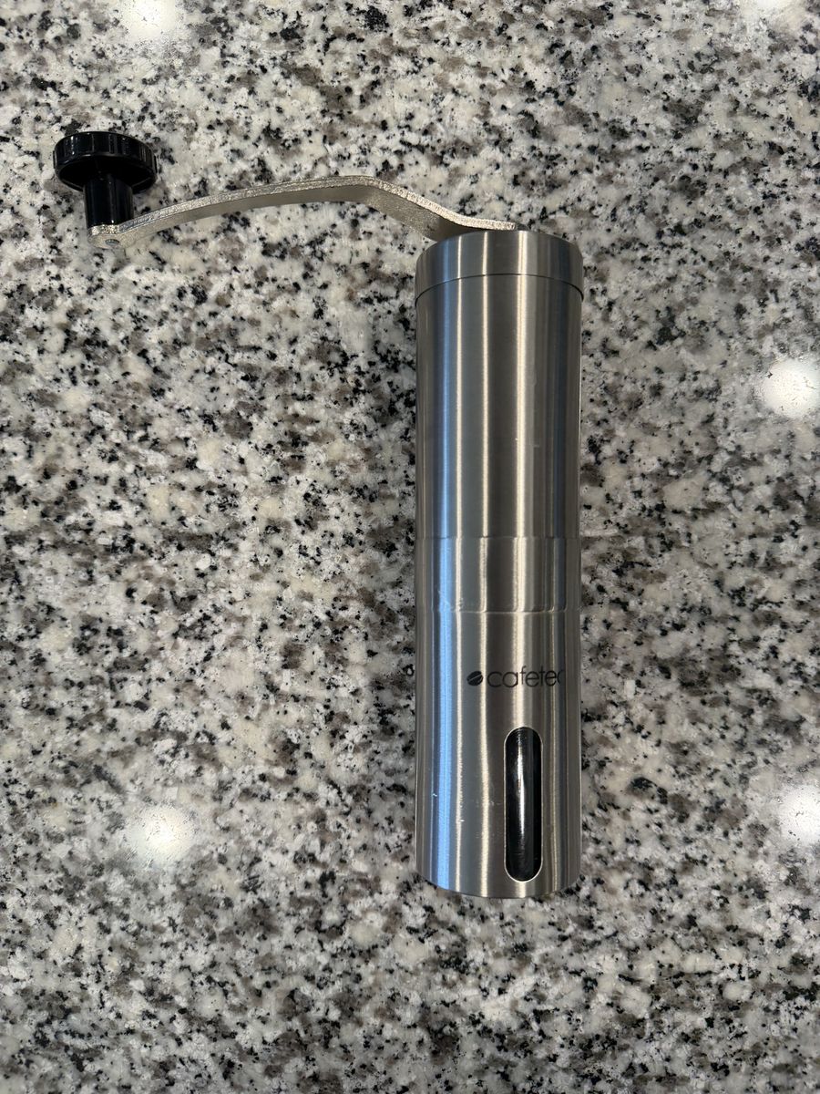 Cafetech Manual Coffee Grinder - Stainless Steel, Ceramic Burrs, Portable Hand Crank Mill