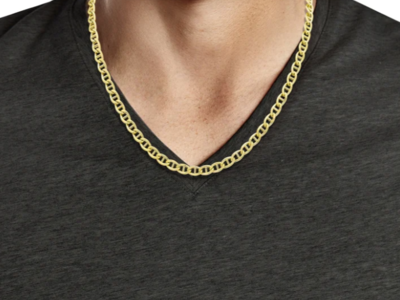 SOLID 14K GOLD MENS MARINER LINK NECKLACE