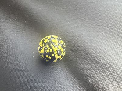 Vintage Black & Yellow Spatter Glass Marble, Collectible Toy