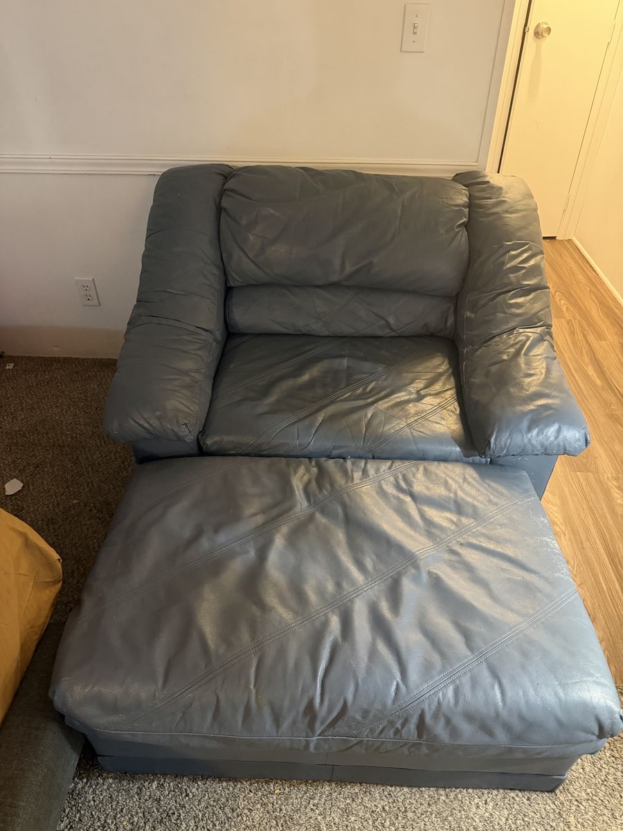 Blue leather chair