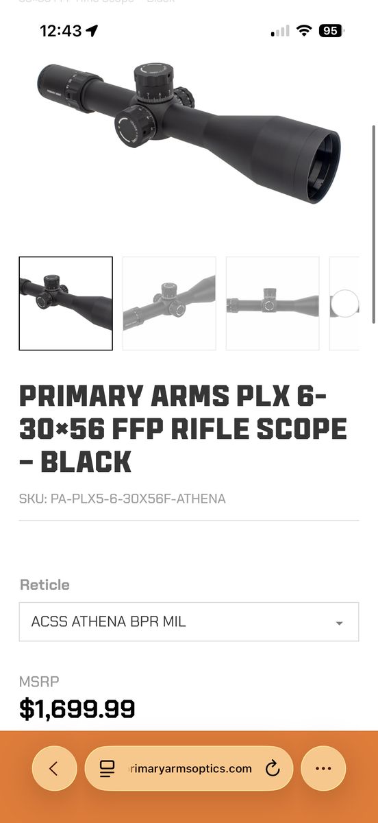 Primary Arms PLx 6-30x56 FFP Scope