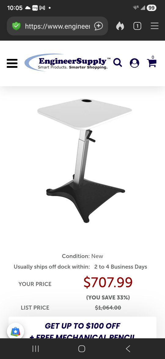 New SAFECO 1964WH  STANDING DESK