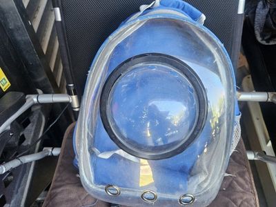 Cat/Small Dog Pet Carrier Backpack - Space Capsule Bubble Window - Blue & Clear