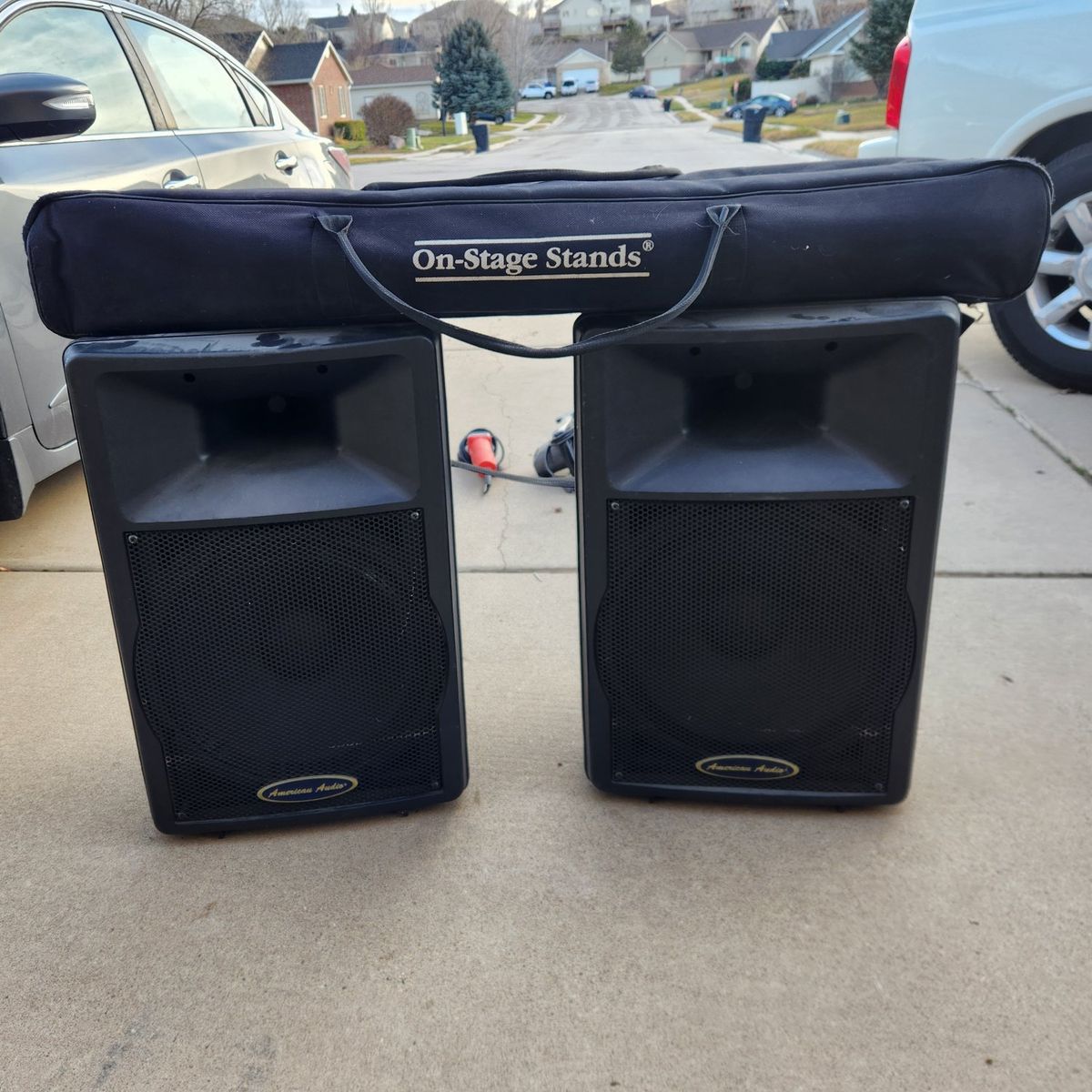 American Audio speakers with stands