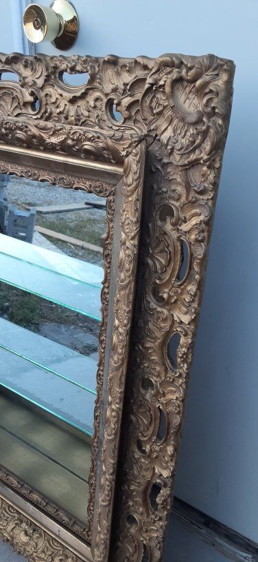 Vintage Stunning Gold Gild Frame Mirror  Shelf