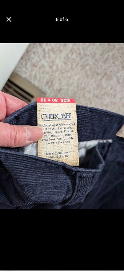 Brand New Cherokee women's Navy Corduroy Pleated Pants - Size 30x32