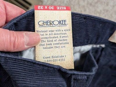 Brand New Cherokee women's Navy Corduroy Pleated Pants - Size 30x32