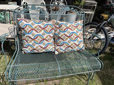 Wrought iron patio gilded bench
