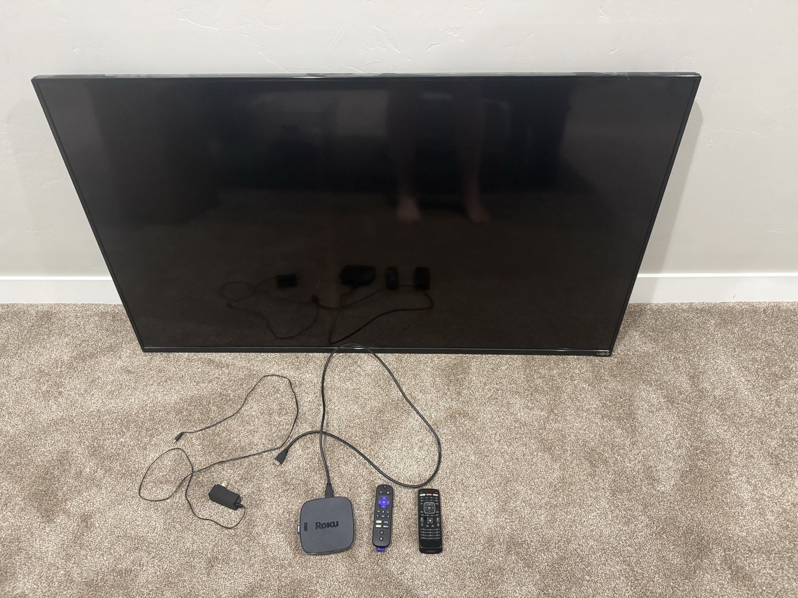 65-inch Vizio TV with Roku Streaming Player and wall mount.