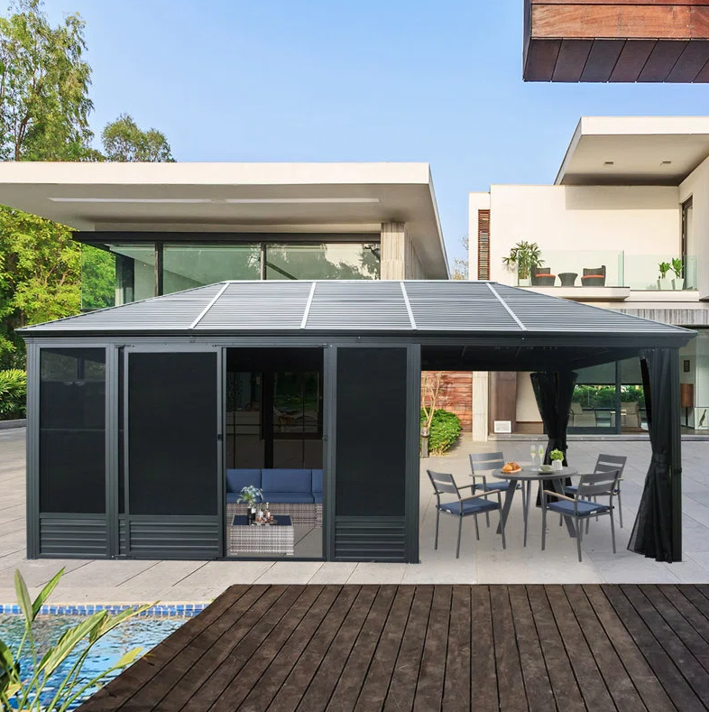 21 Ft. W x 11 Ft. D Aluminum Patio Gazebo Wall-Mounted Solarium $2,500
