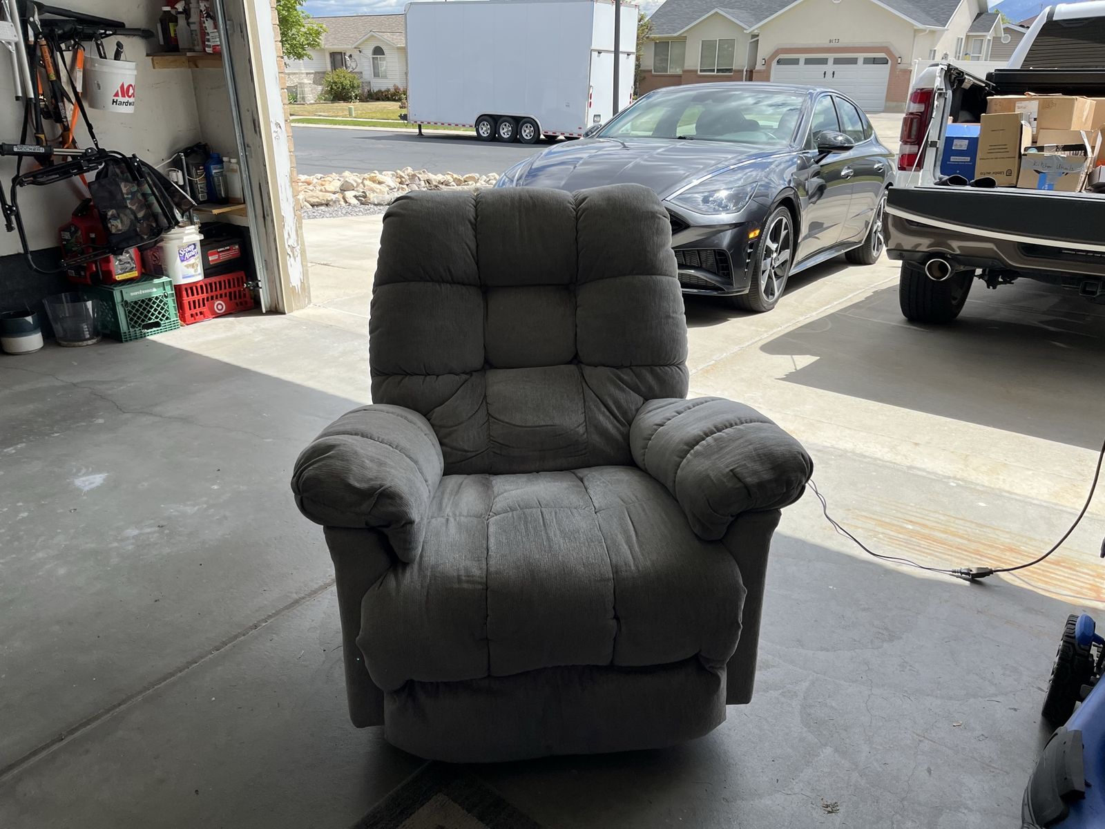 Comfortable Gray Power Recliner with USB Port - good condition