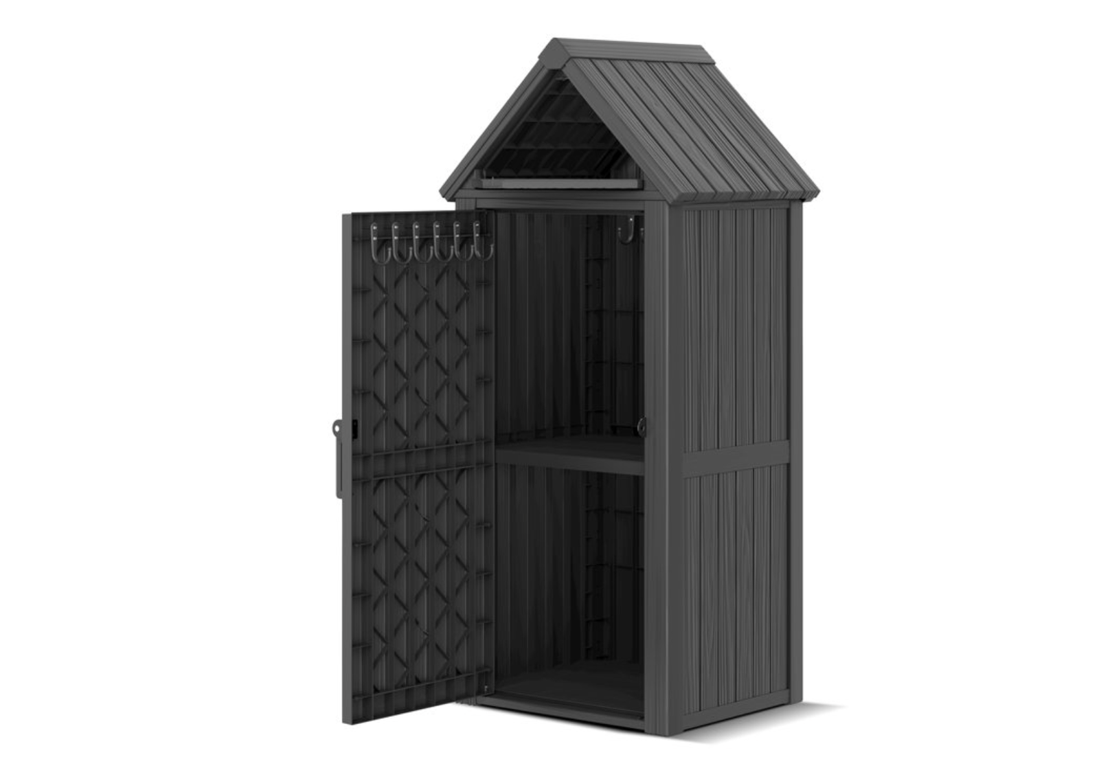 New in Box Outdoor Storage Cabinet - Durable Resin Construction with Reinforced Floor