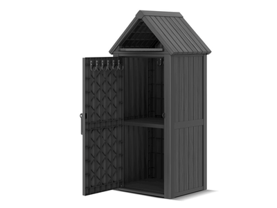 New in Box Outdoor Storage Cabinet - Durable Resin Construction with Reinforced Floor