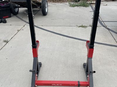 DoePlex Adjustable Squat Rack - Red/Black, Versatile Home Gym Equipment