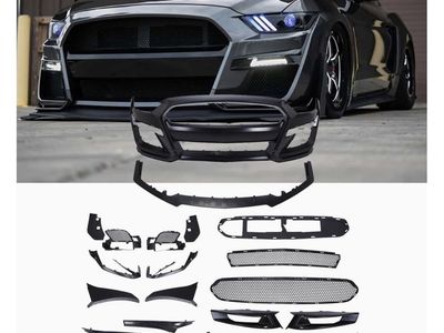 2015-2017 Ford Mustang GT500 Style Front Bumper Body Kit Conversion Set - Matte Black