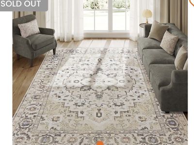 New Boho rug still in plastic. Large 9x12 area rug. Vanilla