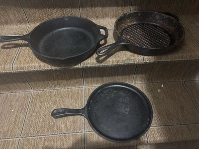 Cast Iron Skillet, Grill Pan, and Griddle Pan Set