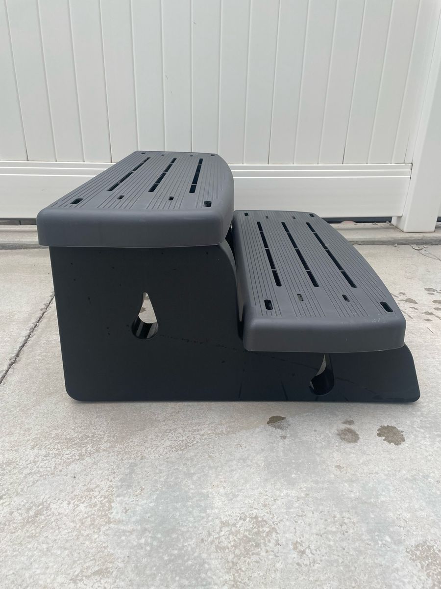 Non-Slip 2-Step Spa and Hot Tub Stairs - Black and Gray