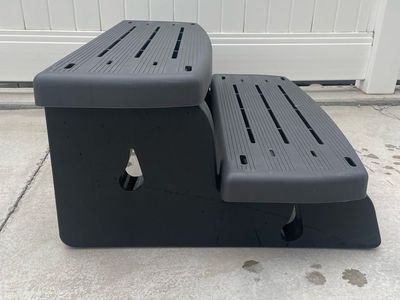 Non-Slip 2-Step Spa and Hot Tub Stairs - Black and Gray