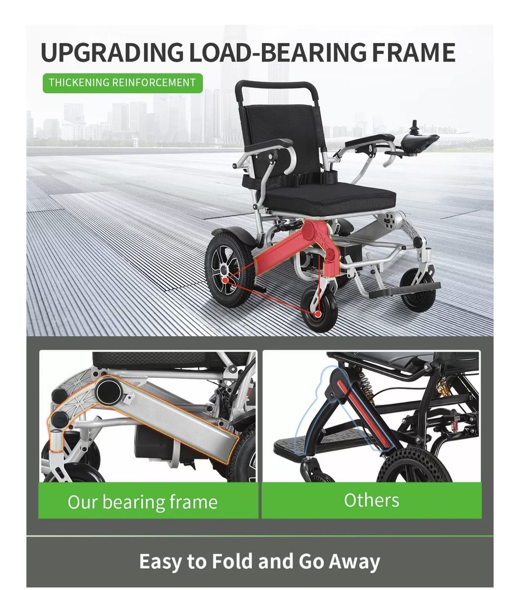 Aluminum Alloy Travel Folding Electric Wheelchair For The Elderly New In The Box