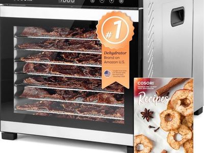 Cosori 1000W Food Dehydrator, 10 Stainless Steel Trays, 16.2 ft² Drying Space, 95-165°F Control
