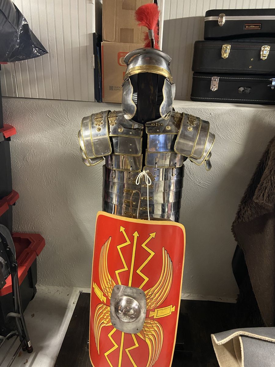 Roman Lorica Segmentata Armor Set with Galea Helmet & Scutum Shield - Full Size Display Prop