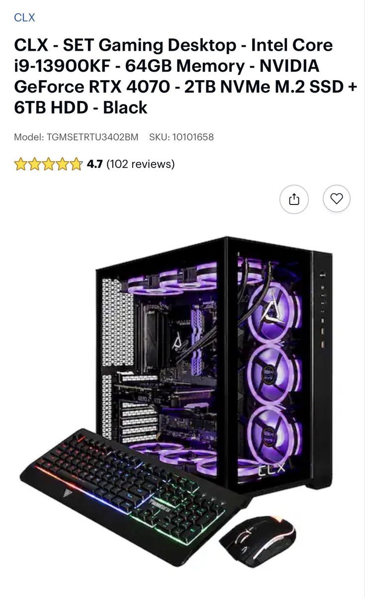 CLX Gaming PC Set Up With 34" Samsung Monitor