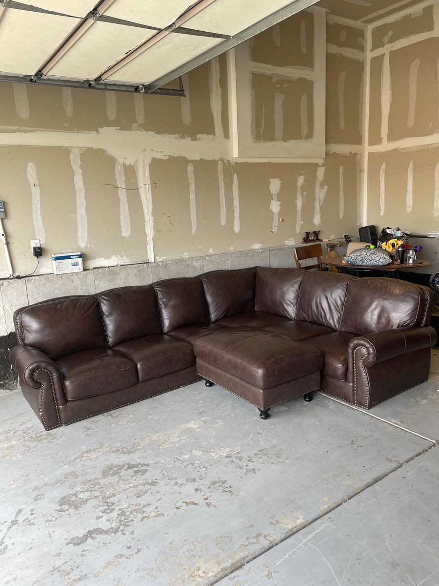 Abbyson - brown leather sectional (Retails $3,499)