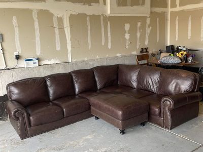 Abbyson - brown leather sectional (Retails $3,499)