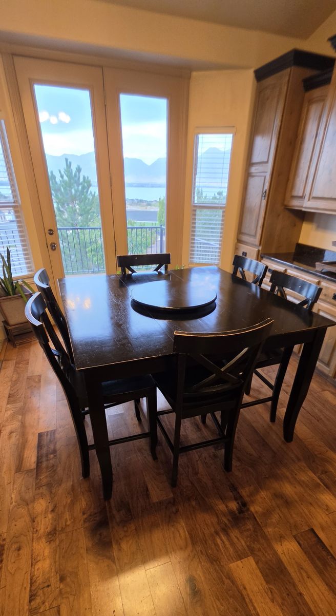 Rcwilley Black Counter Height Dining table Set with 6 Chairs
