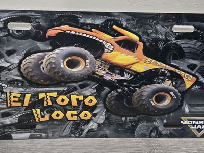 Monster Jam El Toro Loco Metal License Plate - BKT Tires Graphic