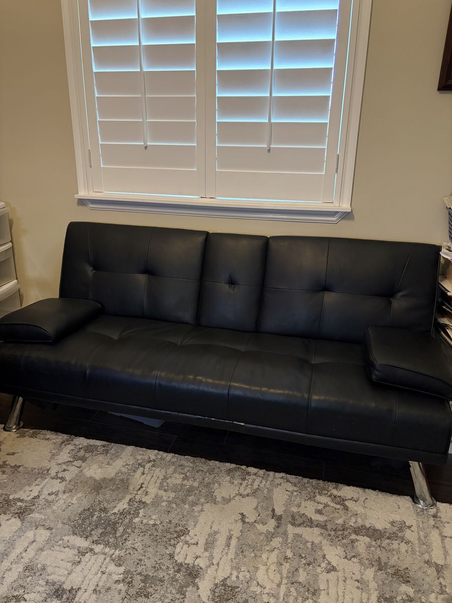 Faux leather futon