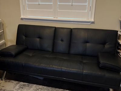 Faux leather futon