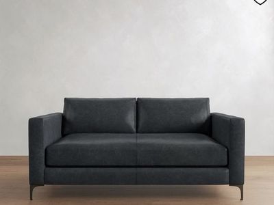 Pottery Barn Jake Leather Sofa - Indigo Slatesville