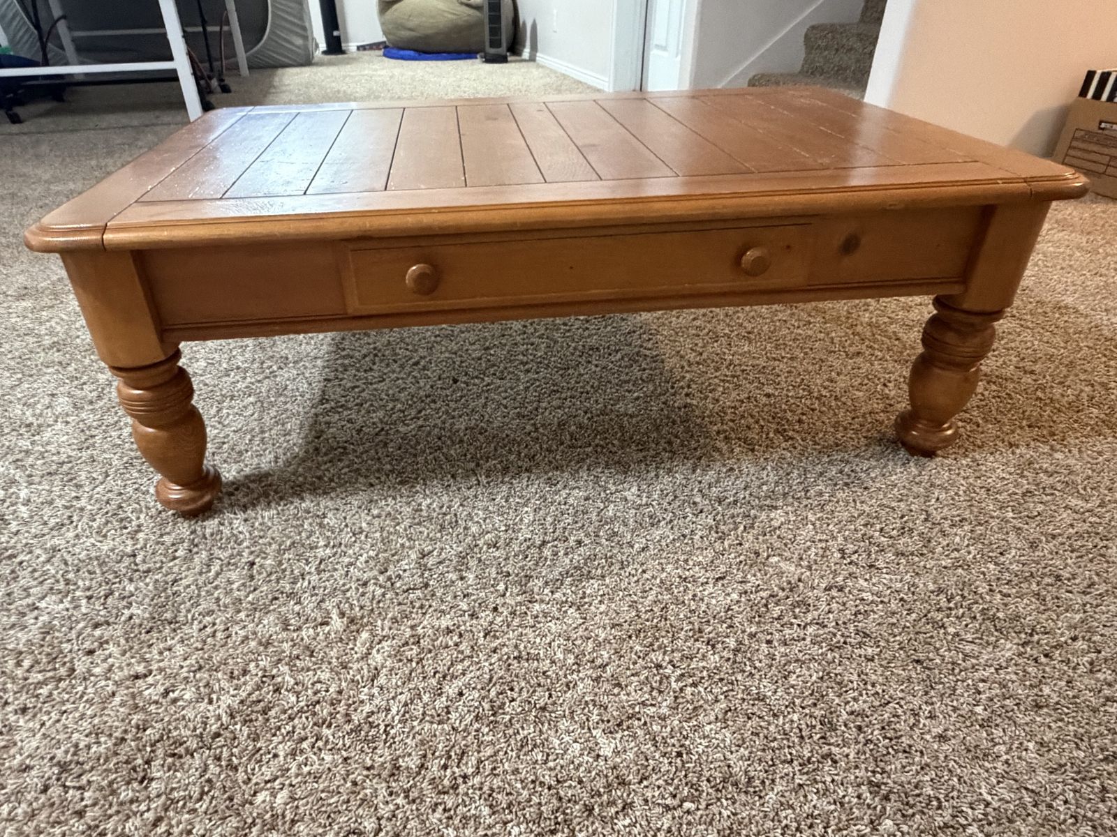 Solid Wood Coffee Table with Storage Drawer - 48" L x 39" W x 17" H