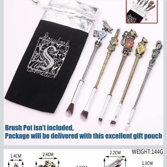 New Fyudis Harry Potter Hogwarts Metal Makeup Brush 5-Piece Set with Case