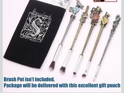 New Fyudis Harry Potter Hogwarts Metal Makeup Brush 5-Piece Set with Case