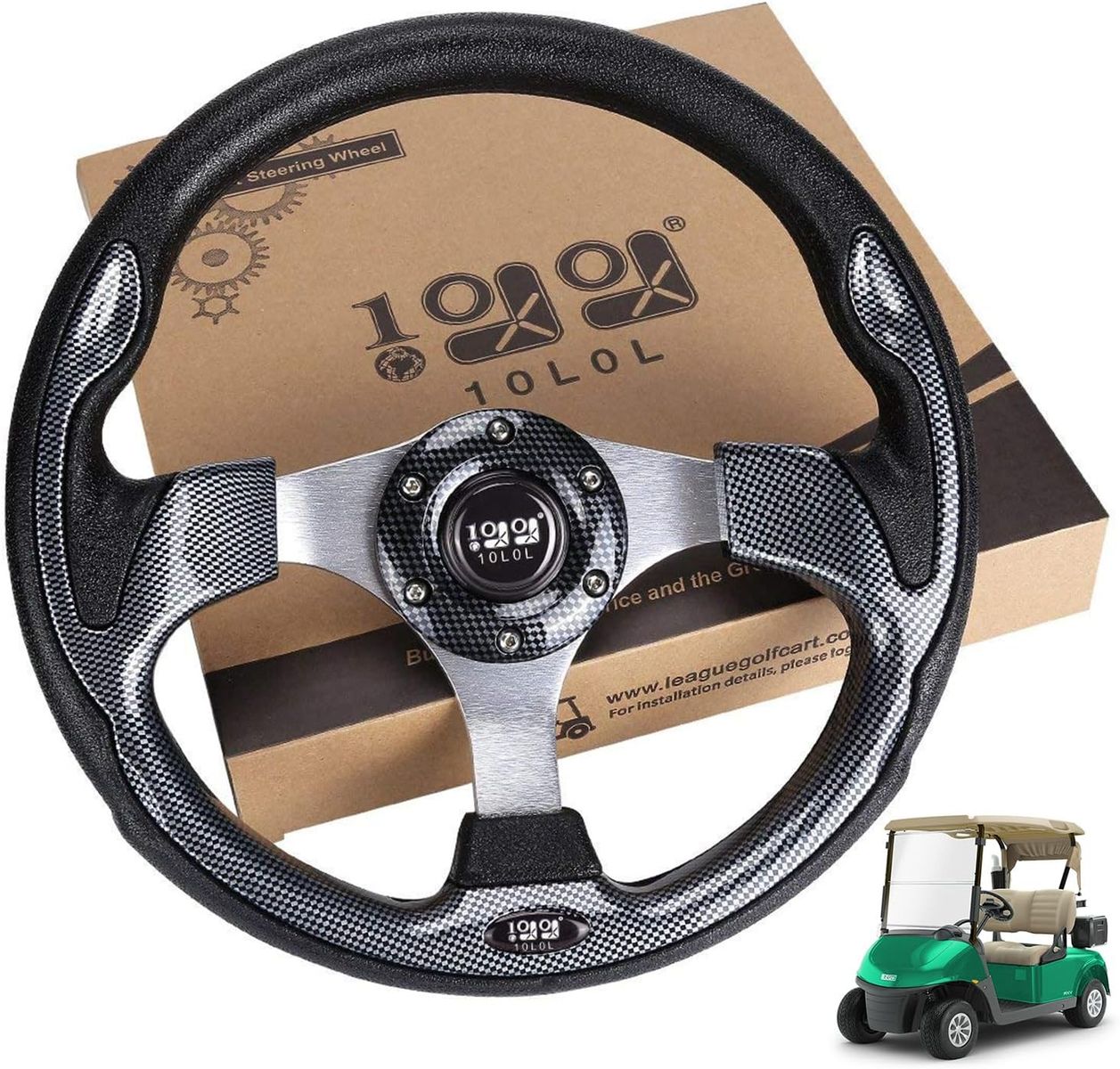 EZGO Club Car Yamaha- Golf Cart Steering Wheel, Gray