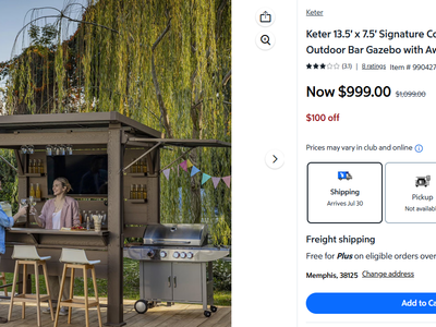 Keter 13.5' x 7.5' Signature Collection Resin Outdoor Bar Gazebo with Awning