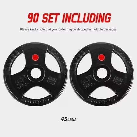 Pair Signature Fitness 3-Grip Rubber Plates, 2.5–45LB