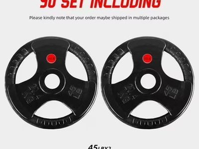 Pair Signature Fitness 3-Grip Rubber Plates, 2.5–45LB